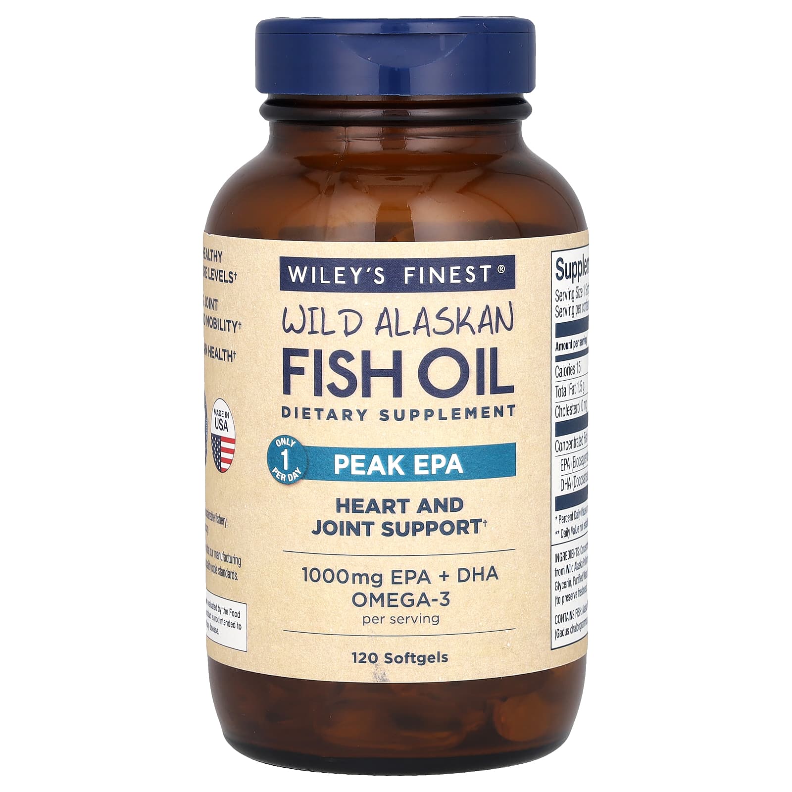Рыбий жир Wiley's Finest Wild Alaskan Peak EPA, 120 мягких капсул