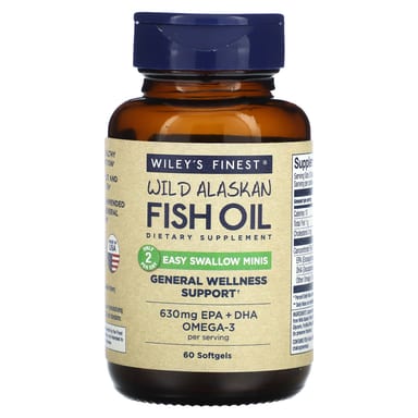 Рыбий жир Wiley's Finest Wild Alaskan Easy Swallow Minis, 60 мягких капсул