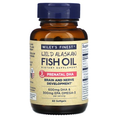 DHA для беременных Wiley's Finest Wild Alaskan Fish Oil, 60 мягких капсул