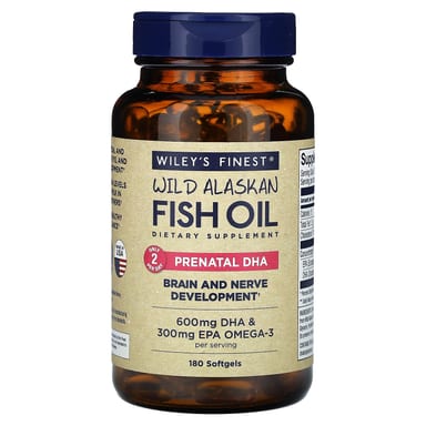 DHA для беременных Wiley's Finest Wild Alaskan Fish Oil, 180 мягких капсул
