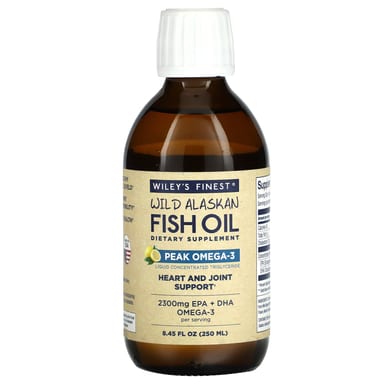Рыбий жир Wiley's Finest Wild Alaskan Peak Omega-3, вкус Natural Lemon, 250 мл, масло