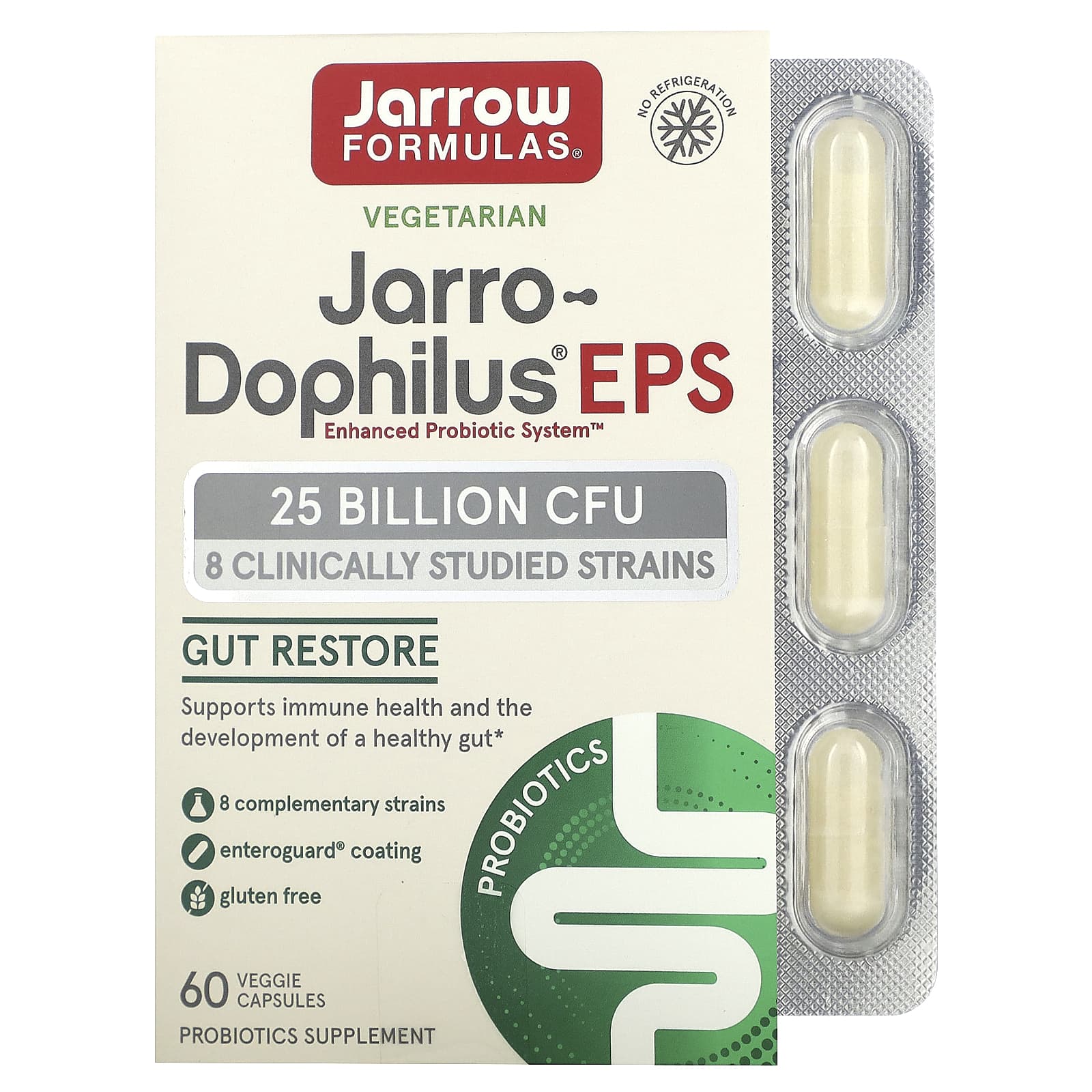 Пробиотик Jarrow Formulas Jarro-® EPS, 25 млрд КОЕ, 60 растительных капсул
