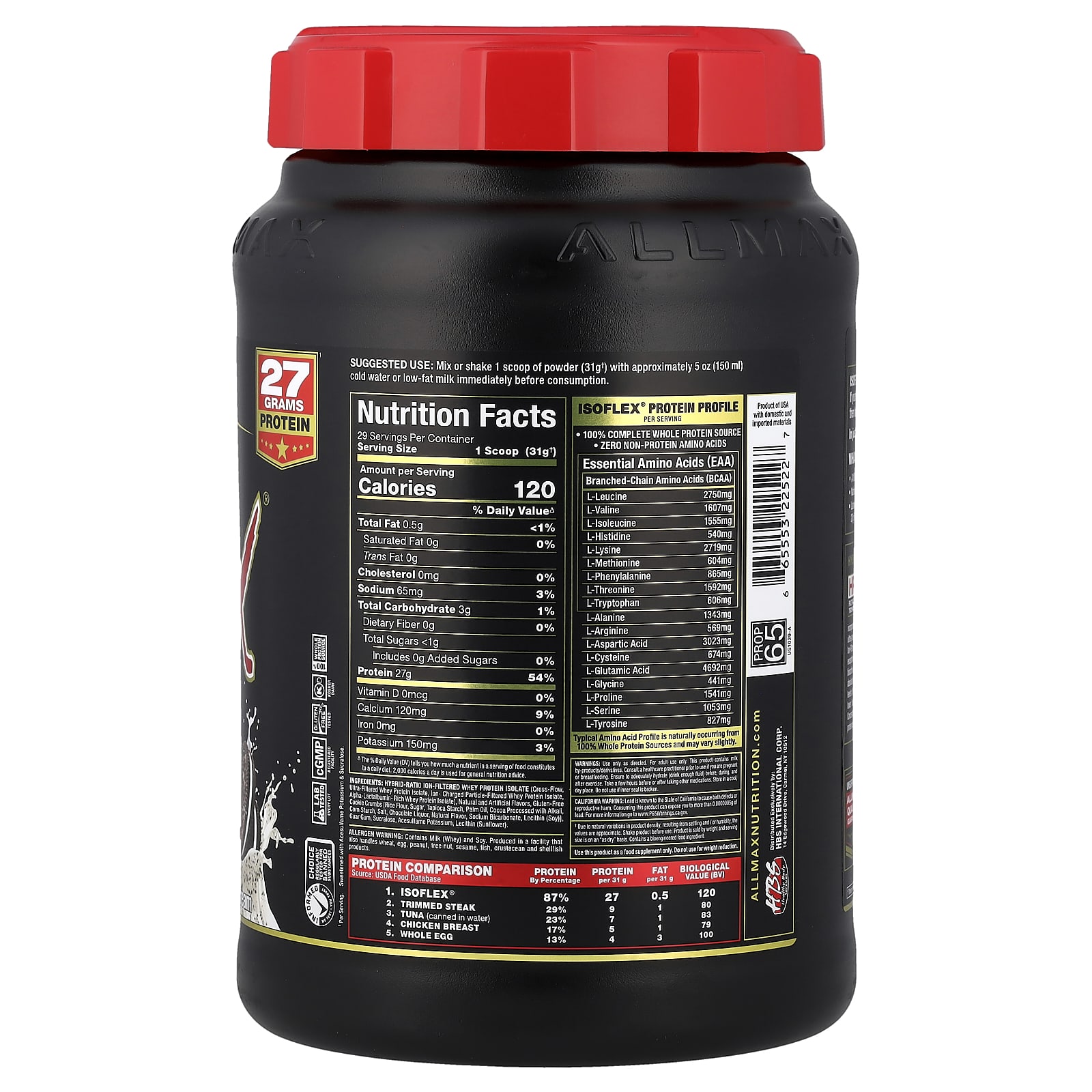 Сывороточный протеин ALLMAX ISOFLEX® Pure Isolate Cookies & Cream, 907 г — фото 2