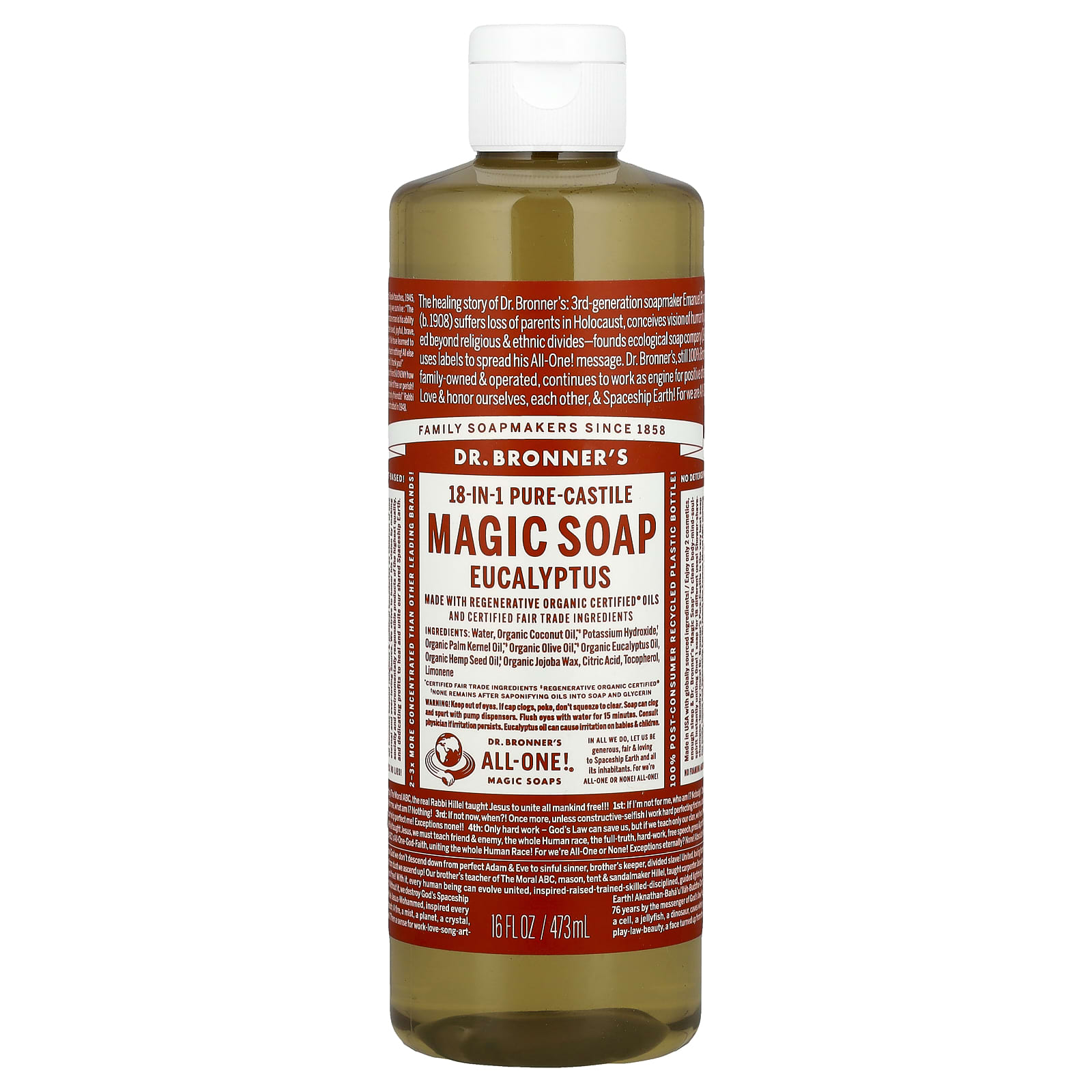 Эвкалипт Dr. Bronner's 18-in-1 Pure-Castile Magic Soap, 473 мл