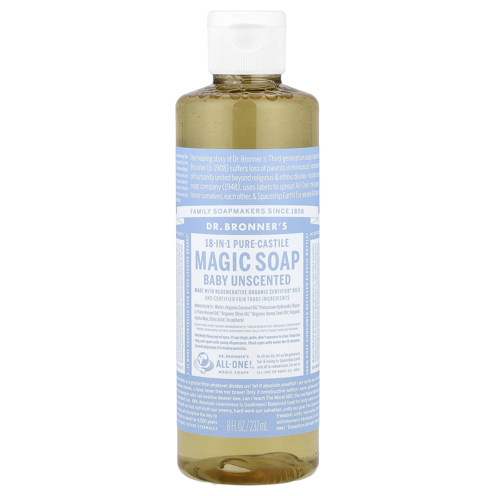 Мыло Dr. Bronner's, 8 fl oz (237 ml), без запаха