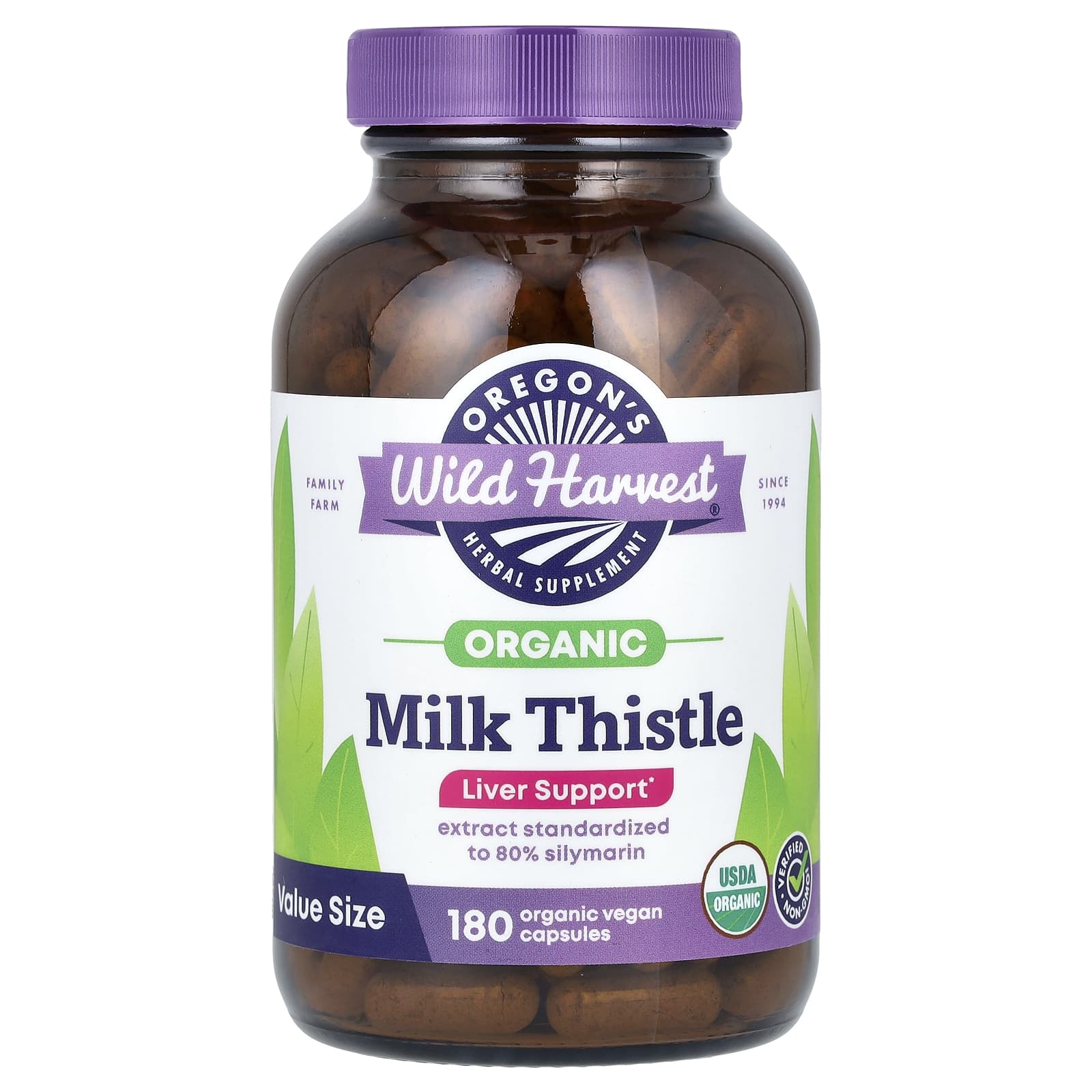 Расторопша Oregon's Wild Harvest Organic 180 Organic, капсулы