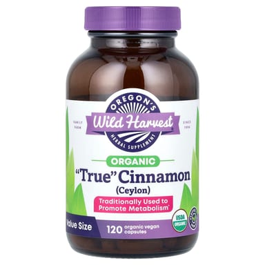 Корица Oregon's Wild Harvest, вкус Organic "True" Cinnamon (Ceylon), 450 мг, капсулы