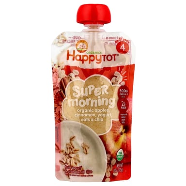 Корица Happy Family Organics Happy Tot® Super Morning For 2+ Years Organic Apples Yogurt Oats & Chia, вкус Organic Apples, Cinnamon, 113 г