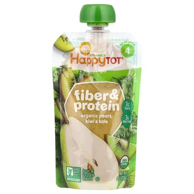 Протеин Happy Family Organics Happy Tot® Fiber & For 2+ Years Organic Pears Kiwi & Kale, 113 г