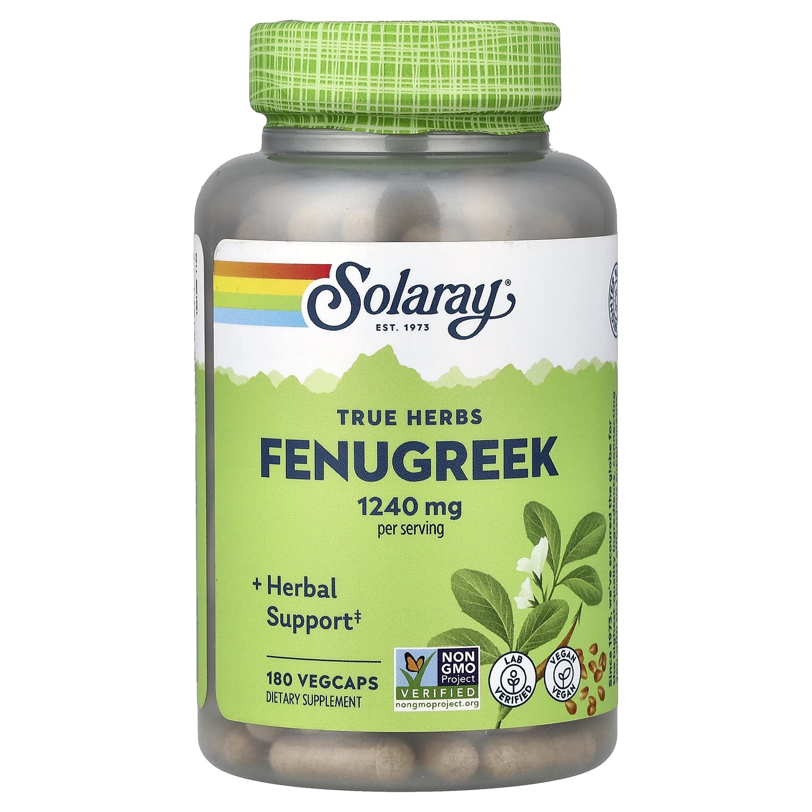 Пажитник Solaray True Herbs, 620 мг, 180 растительных капсул