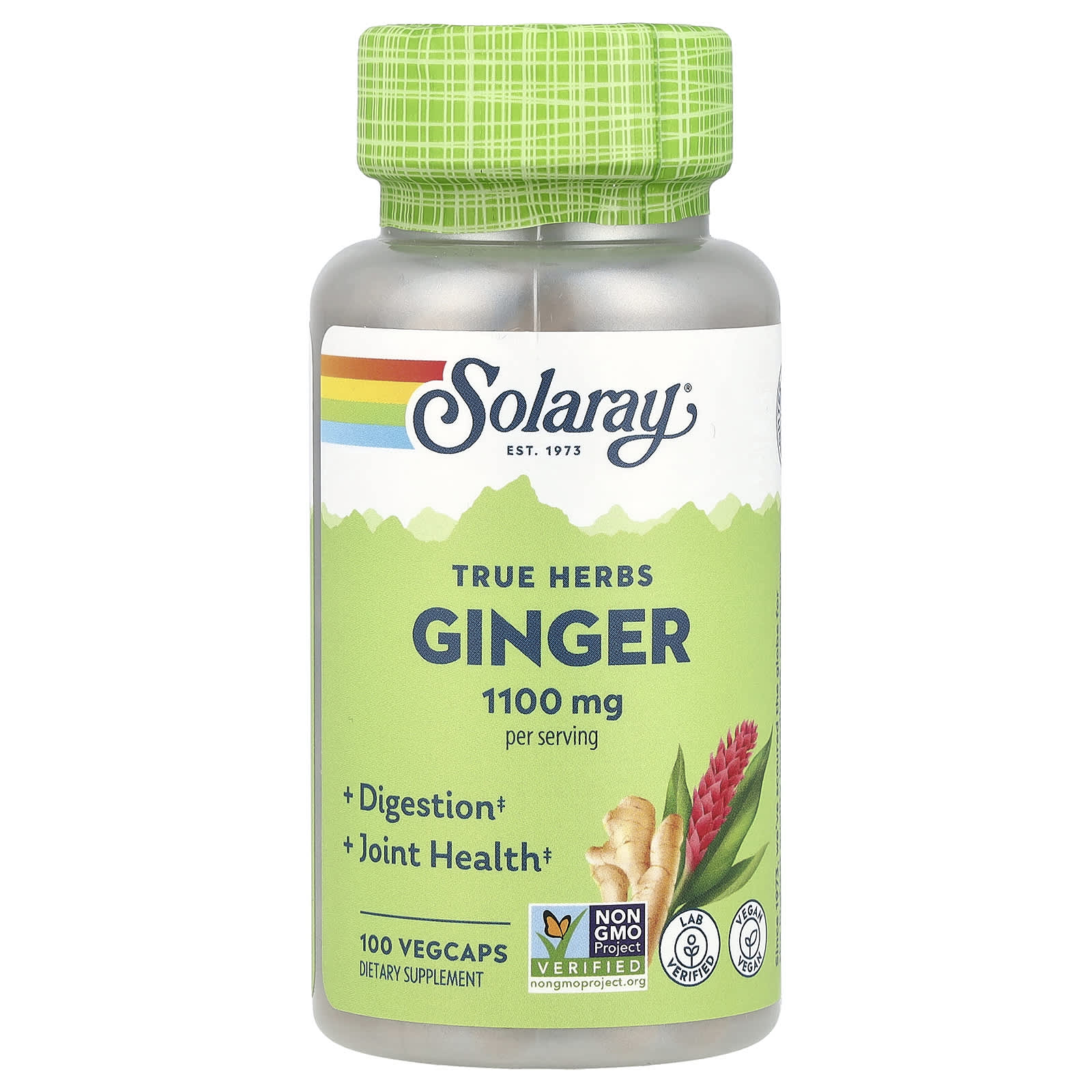 Имбирь Solaray True Herbs, 550 мг, 100 растительных капсул