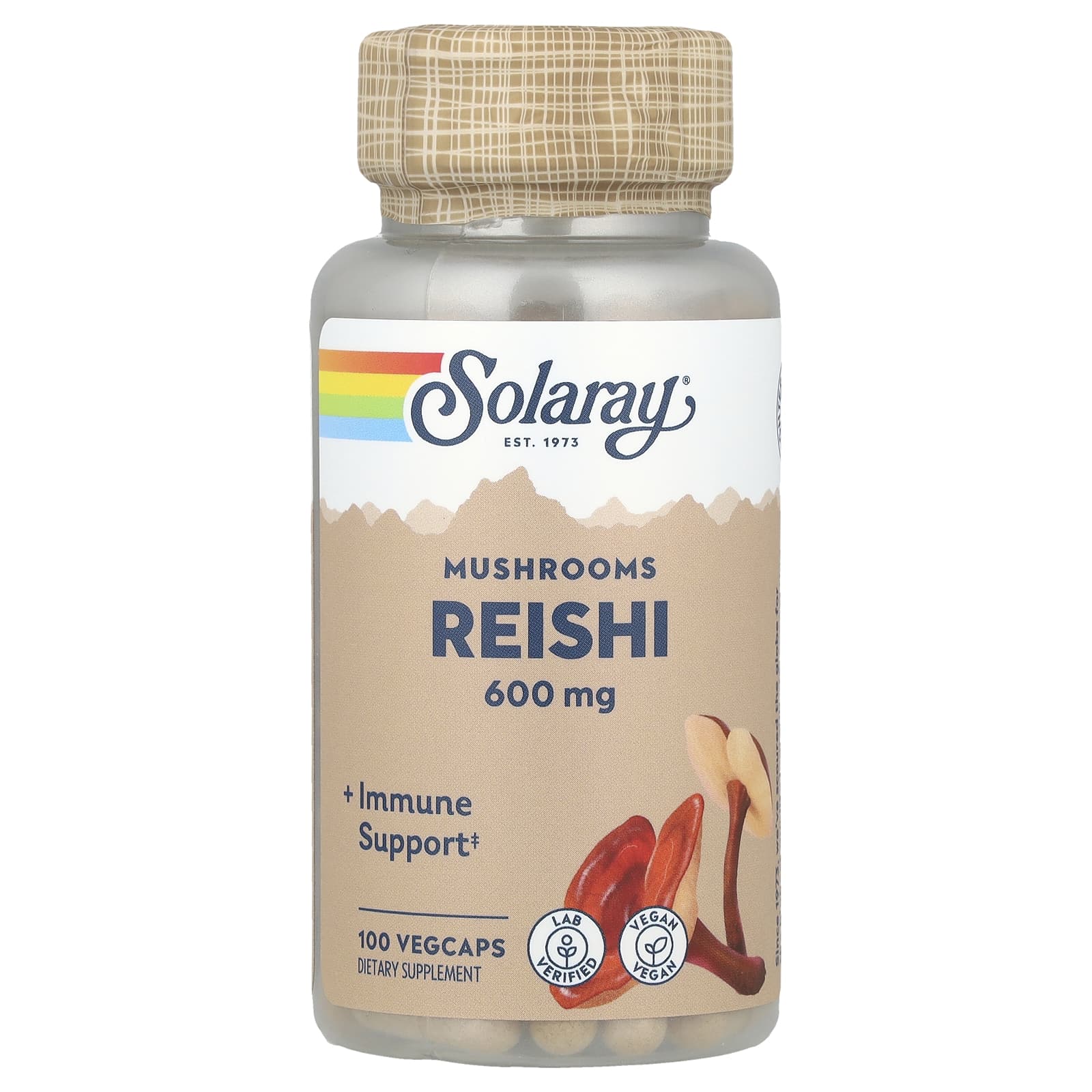 Грибной комплекс Solaray Reishi, 600 мг, 100 растительных капсул