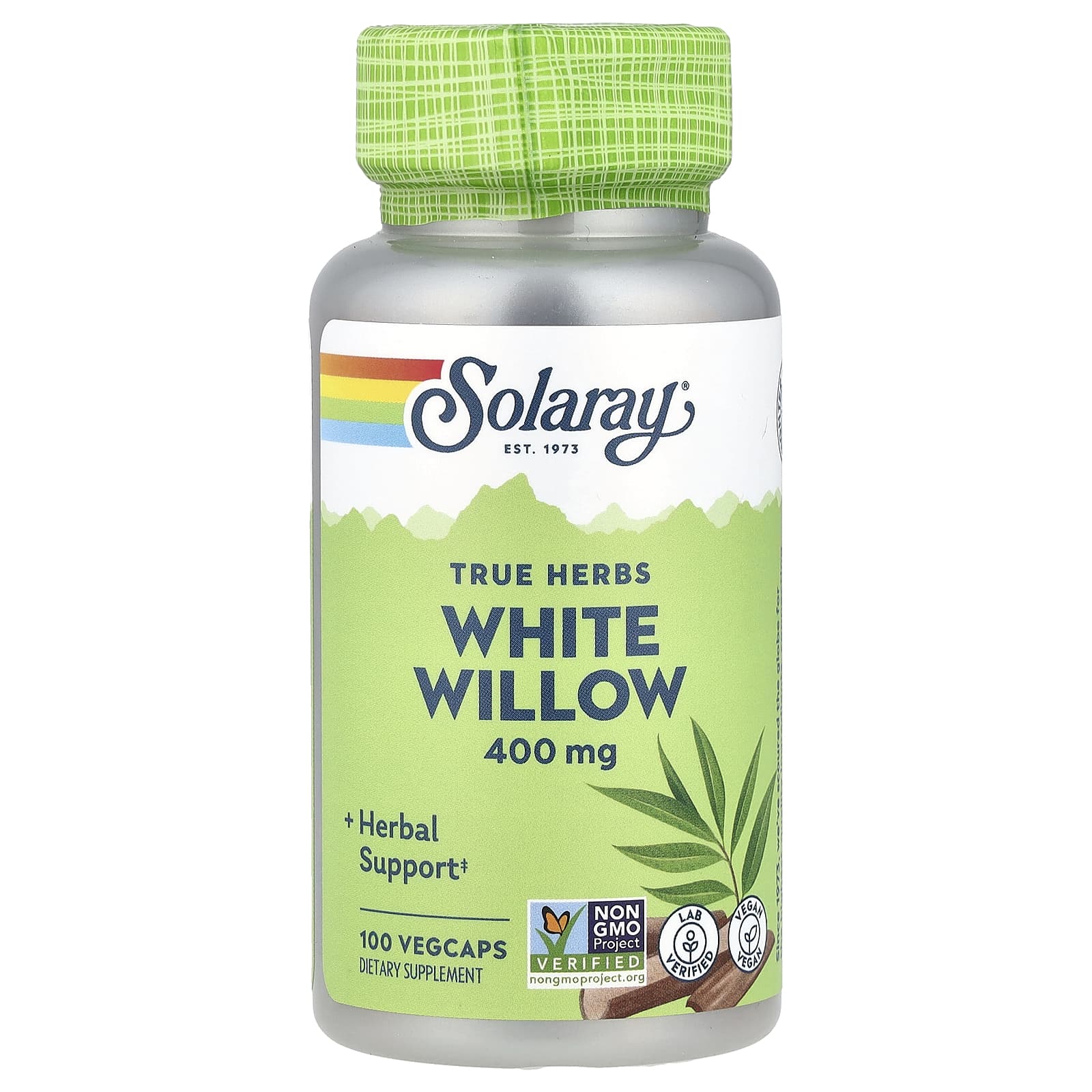 Экстракт коры белой ивы Solaray True Herbs, 400 мг, 100 растительных капсул