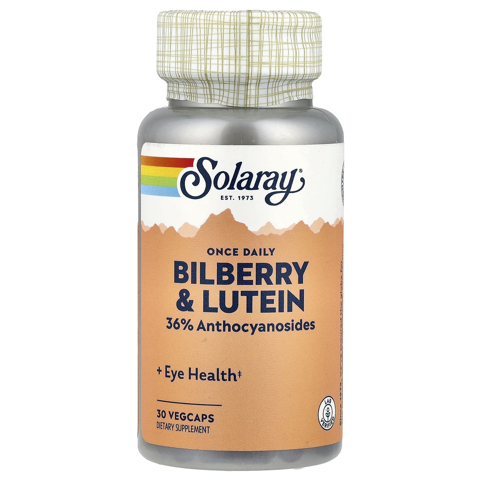 Лютеин Solaray, вкус Once Daily Bilberry & Lutein, 30 растительных капсул