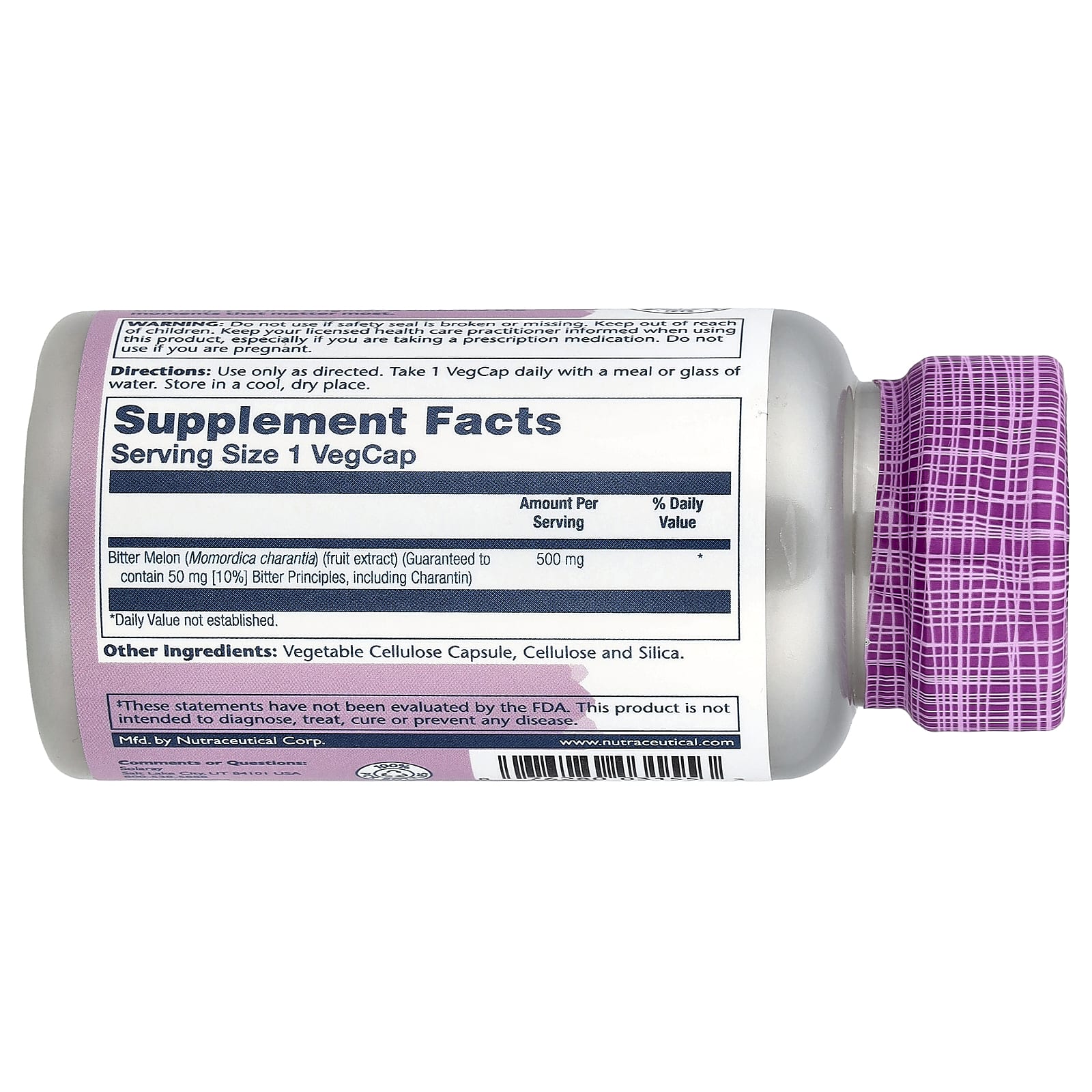 Горькая дыня Solaray Vital Extracts, 500 мг, 30 растительных капсул — фото 2