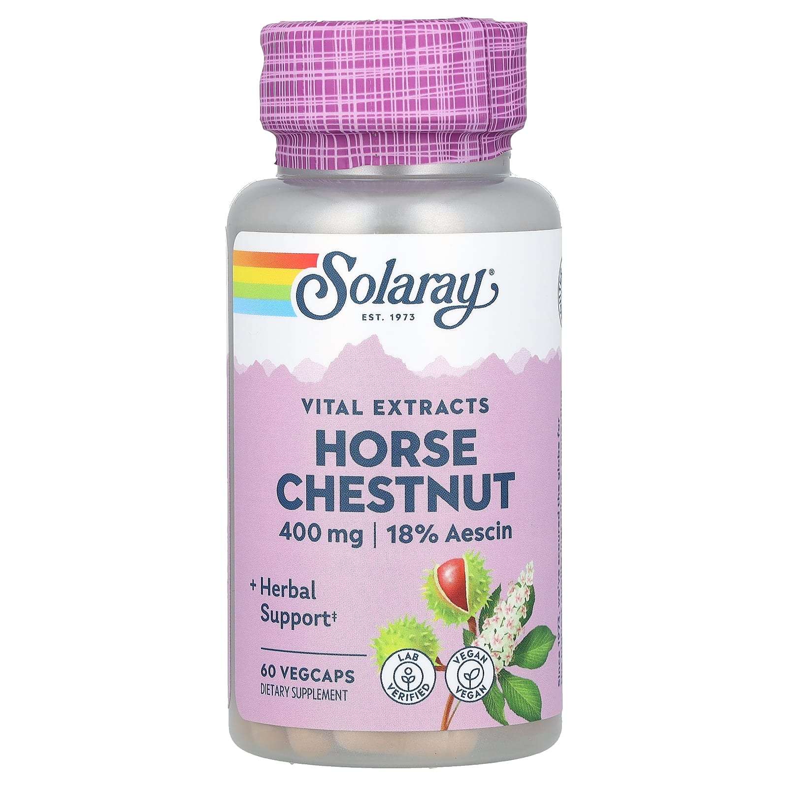 Конский каштан Solaray Vital Extracts, 400 мг, 60 растительных капсул