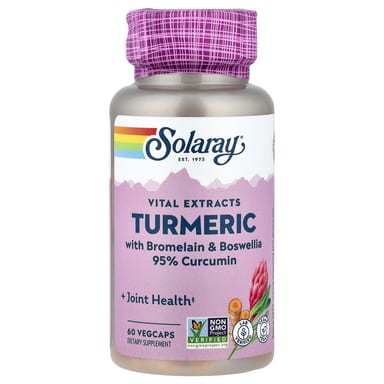 Босвеллия Solaray Vital Extracts Turmeric with Bromelain &, 60 растительных капсул
