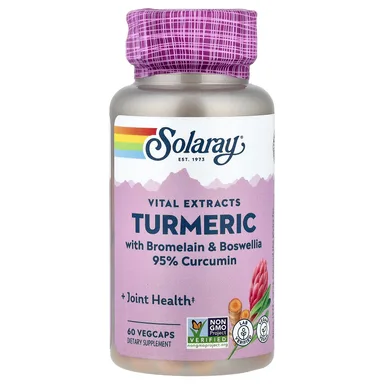 Фото товара: Босвеллия Solaray Vital Extracts Turmeric with Bromelain &, 60 растительных капсул