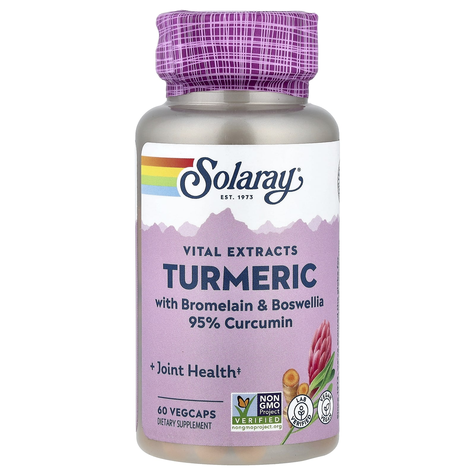 Босвеллия Solaray Vital Extracts Turmeric with Bromelain &, 60 растительных капсул