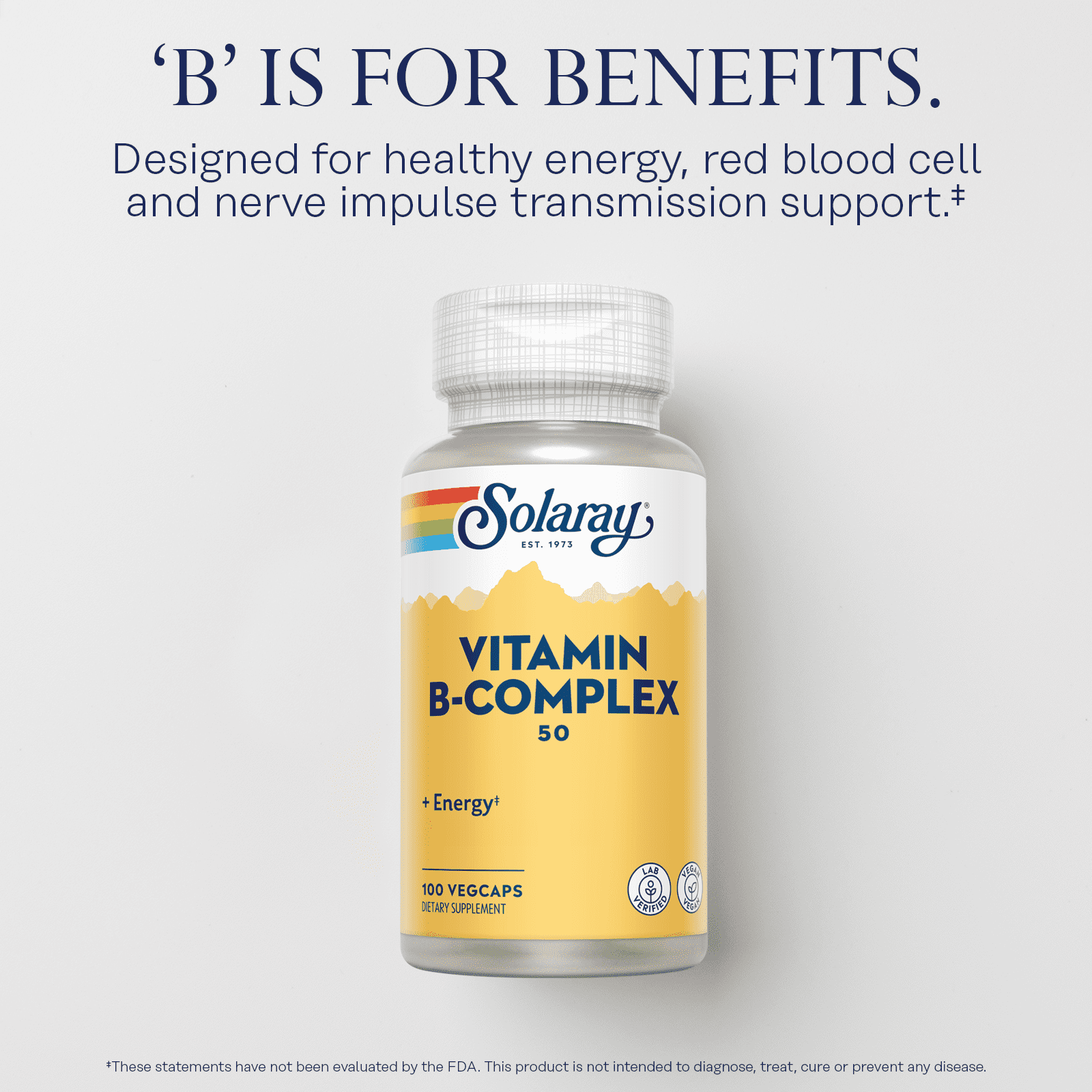 Комплекс витаминов B Solaray Vitamin B-Complex 50, 100 растительных капсул — фото 3