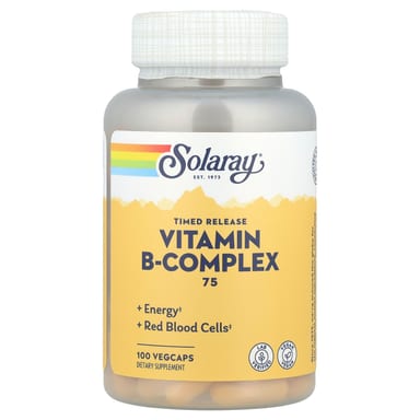 Комплекс витаминов B Solaray Vitamin B-Complex 75 Timed Release, 100 растительных капсул