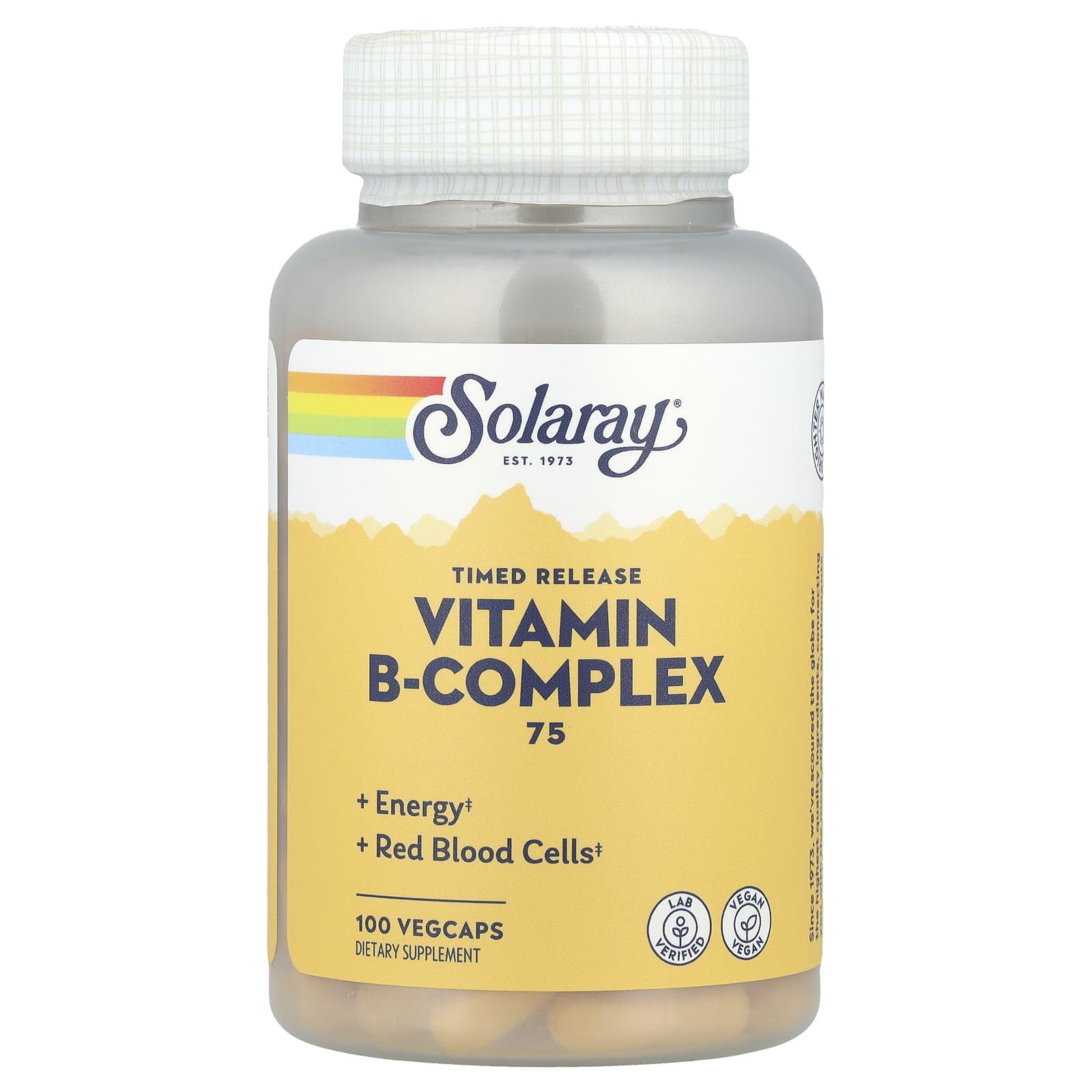 Комплекс витаминов B Solaray Vitamin B-Complex 75 Timed Release, 100 растительных капсул