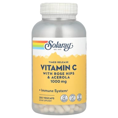 Витамин C Solaray Timed Release with Rose Hips & Acerola, 1000 мг, 250 растительных капсул