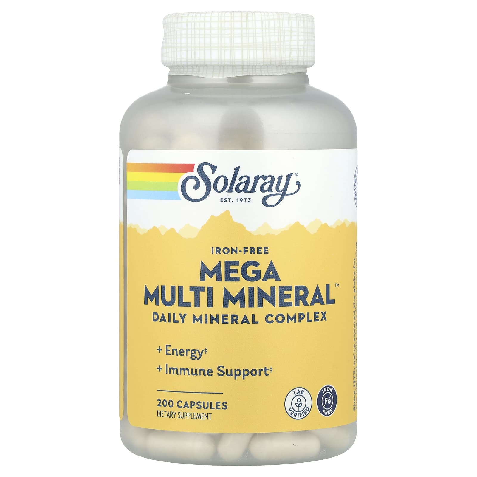 Минерал Solaray Mega Multi™ Iron Free, 200 капсул