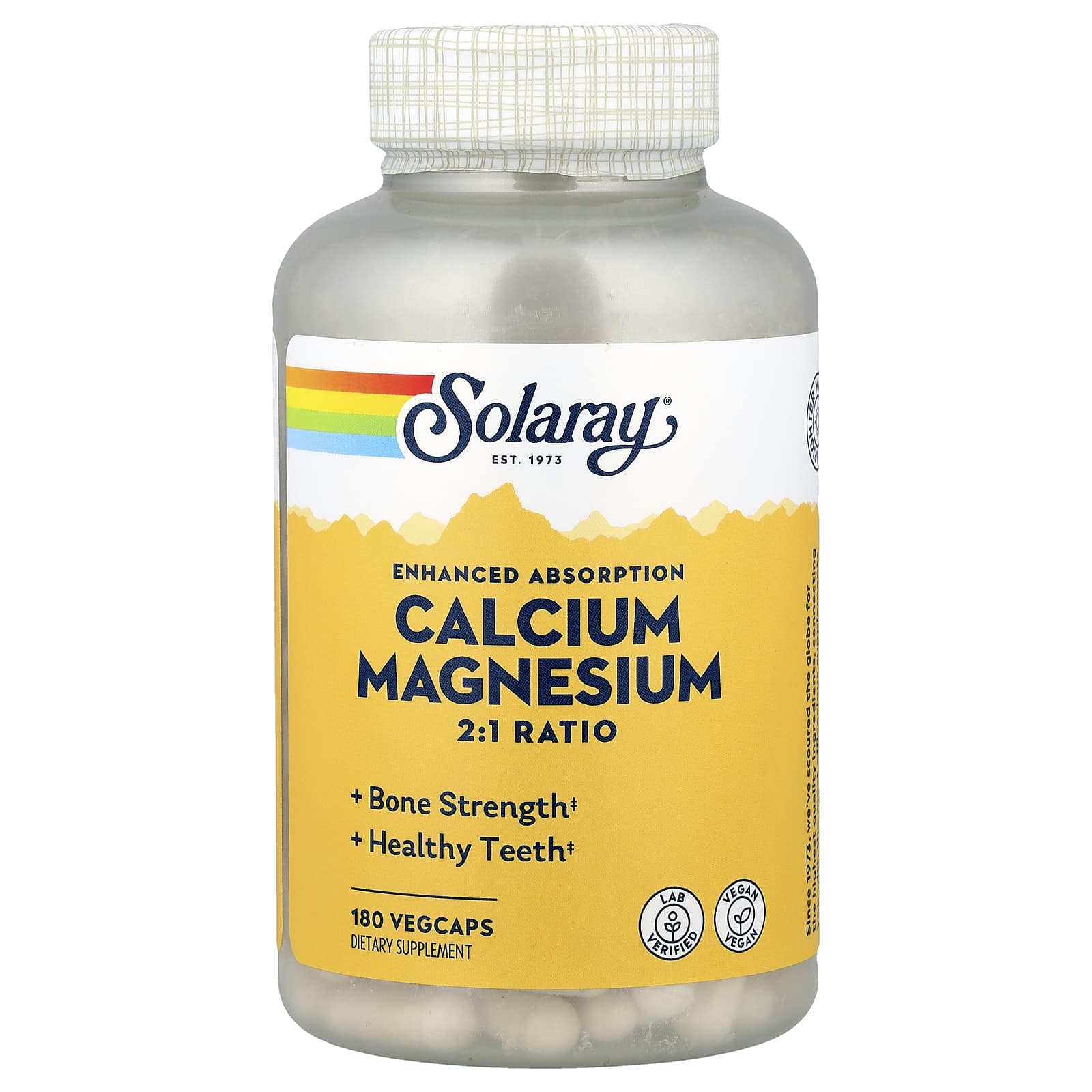 Магний Solaray Calcium 2:1 Ratio, 180 растительных капсул