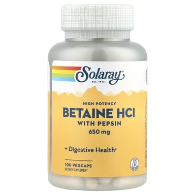 Бетаин HCl Solaray High Potency with Pepsin, 100 растительных капсул
