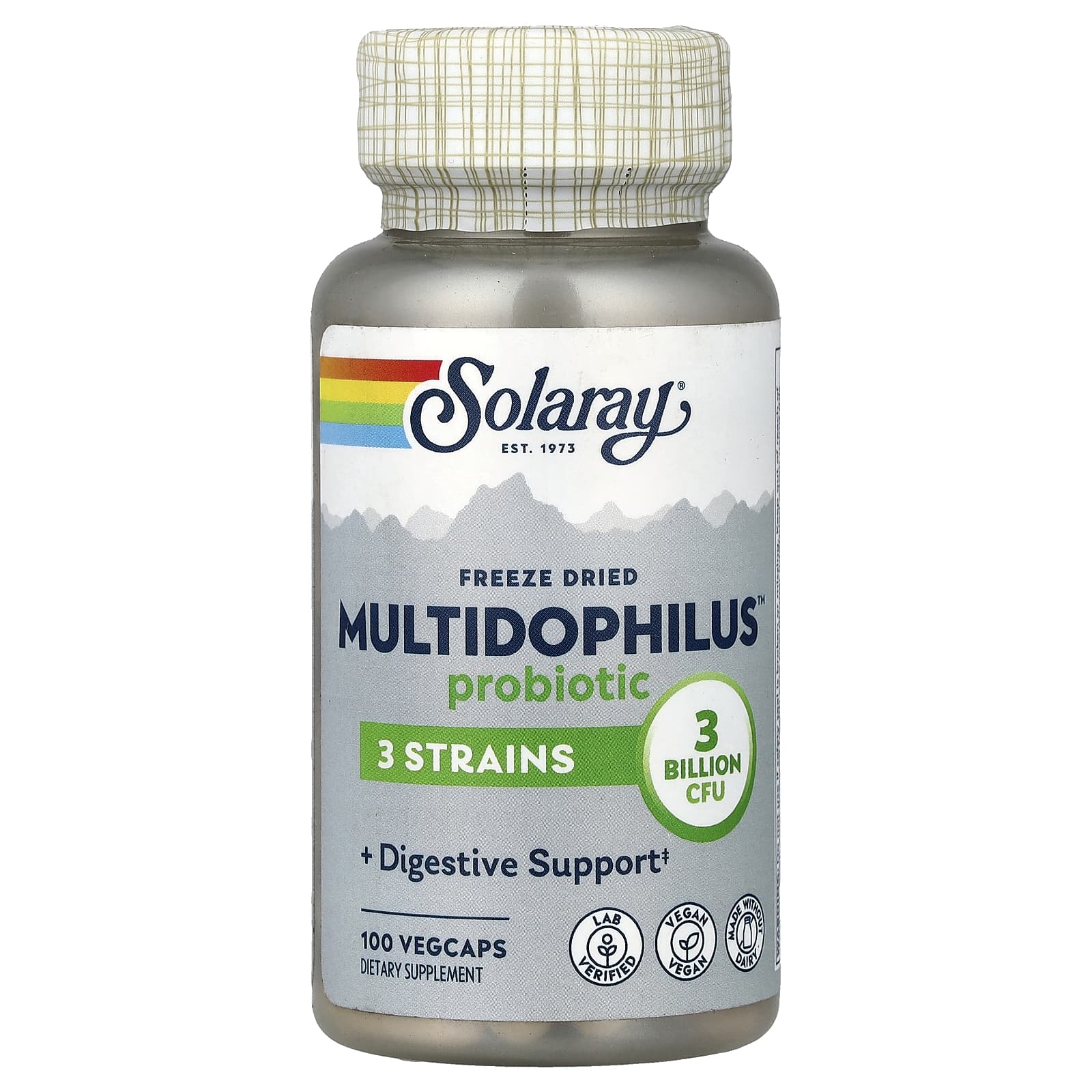 Пробиотик Solaray Freeze Dried Multidophilus™, 3 млрд КОЕ, 100 растительных капсул