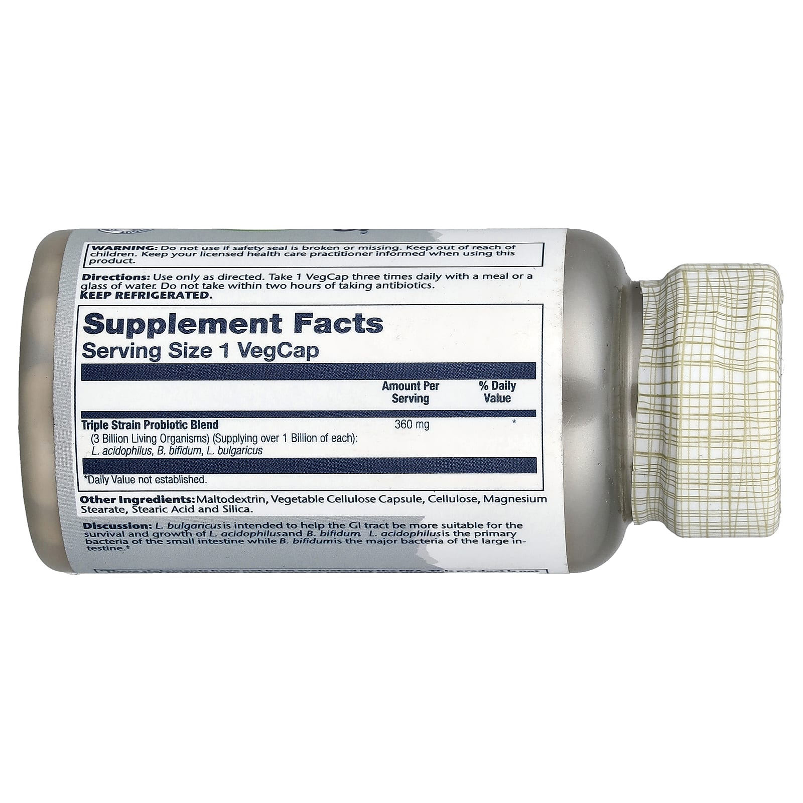 Пробиотик Solaray Freeze Dried Multidophilus™, 3 млрд КОЕ, 100 растительных капсул — фото 2