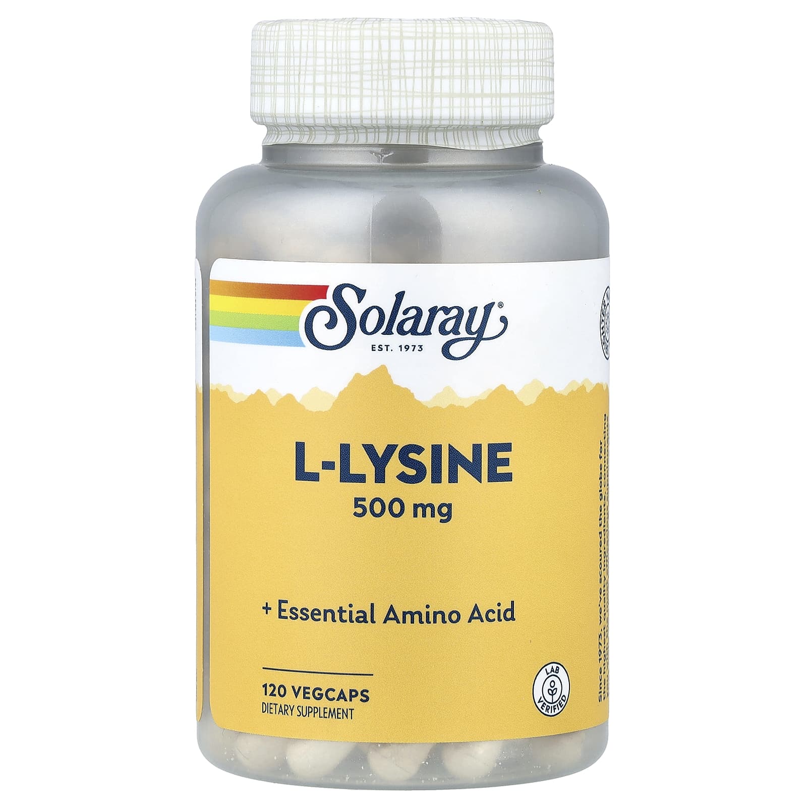 L-лизин Solaray L-Lysine, 500 мг, 120 растительных капсул
