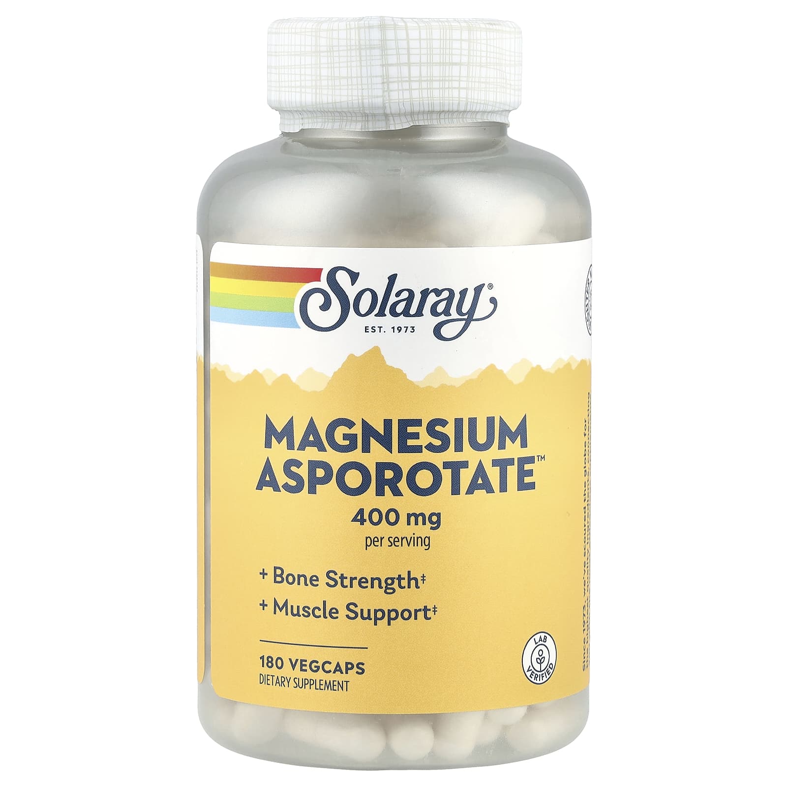 Магний Solaray Asporotate™, 200 мг, 180 растительных капсул
