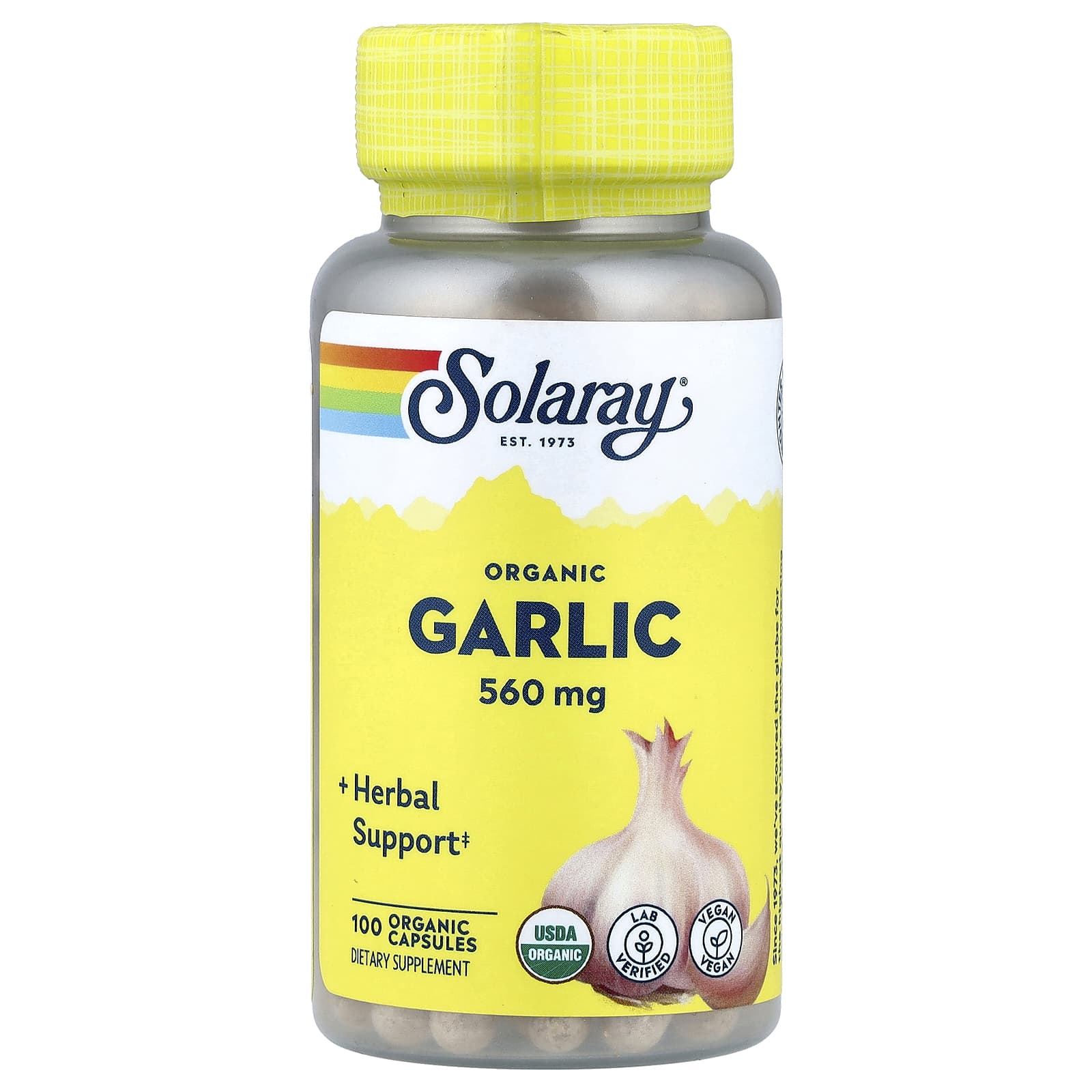 Чеснок Solaray 100 Organic Capsules, 560 мг, капсулы