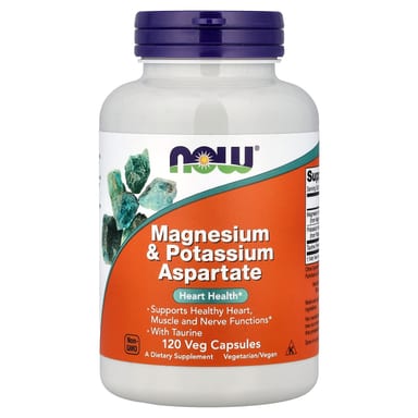 Магний NOW Foods & Potassium Aspartate With Taurine, 120 растительных капсул