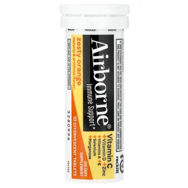 Фото товара: Добавка AirBorne Immune Support 10 Effervescent Tablets, вкус «яркий апельсин», таблетки