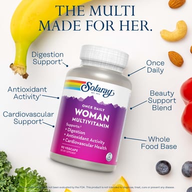 Мультивитамины Solaray Once Daily Woman, 90 растительных капсул