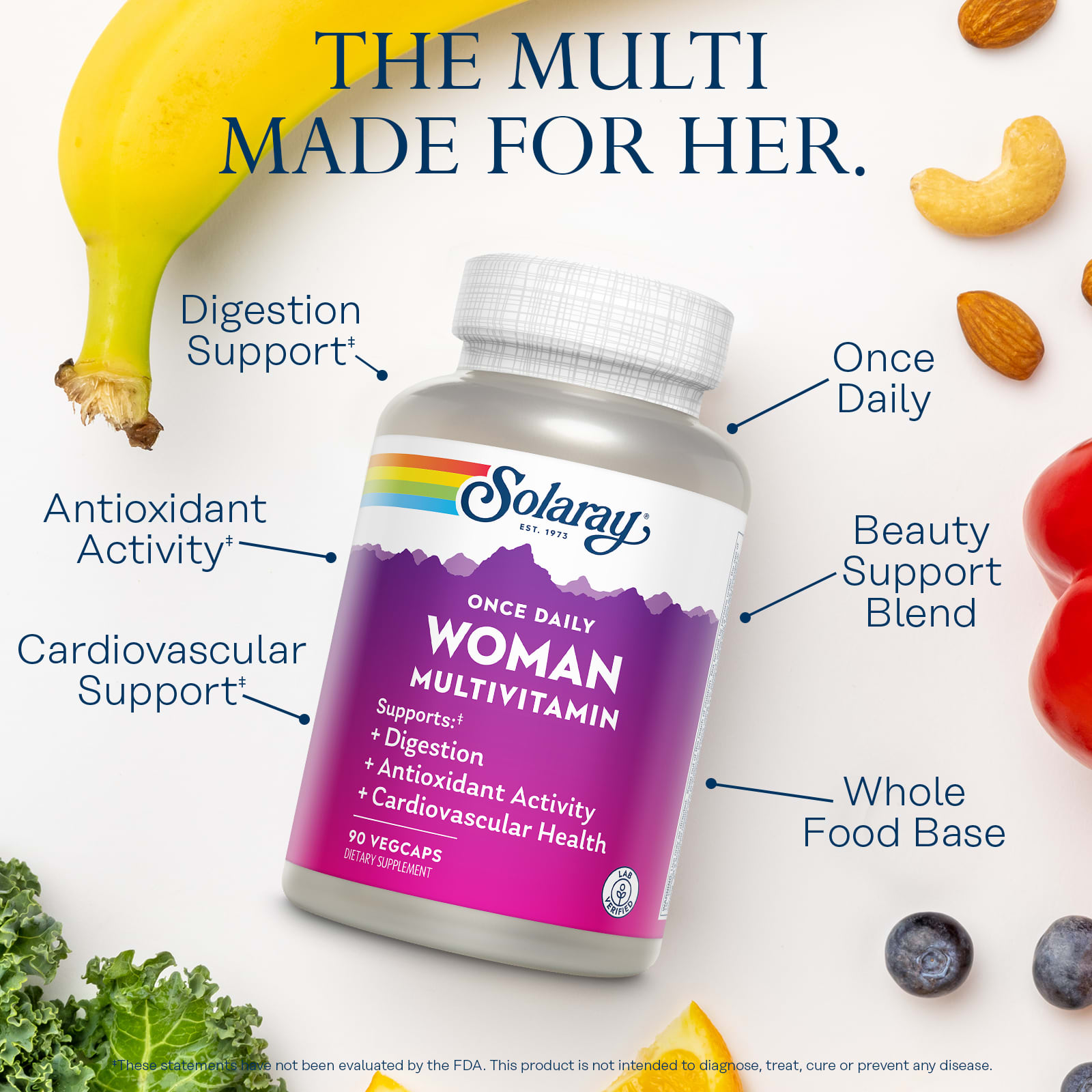 Мультивитамины Solaray Once Daily Woman, 90 растительных капсул