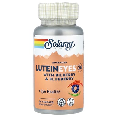Лютеин Solaray, вкус Advanced Lutein Eyes™ 24 with Bilberry & Blueberry, 60 растительных капсул