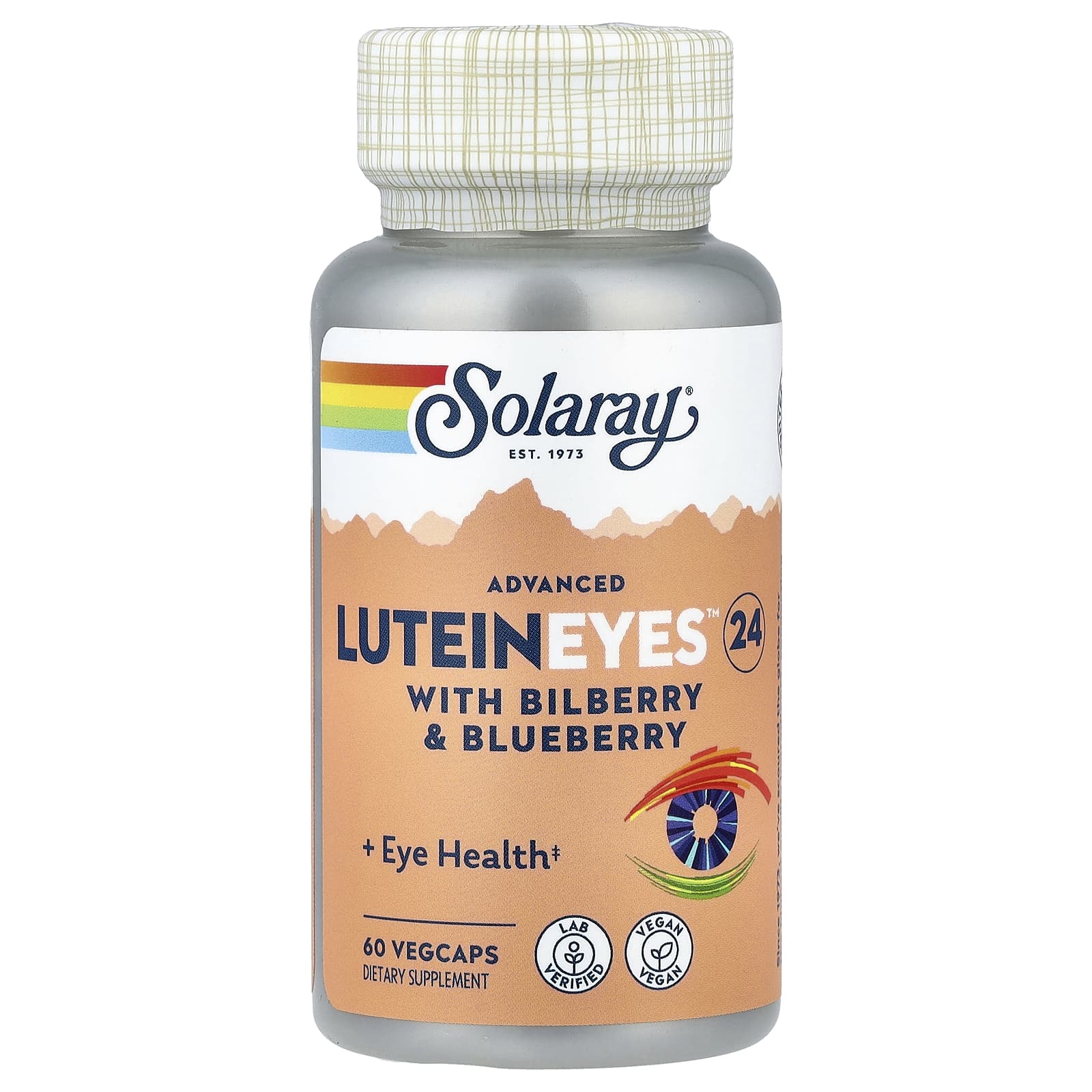 Лютеин Solaray, вкус Advanced Lutein Eyes™ 24 with Bilberry & Blueberry, 60 растительных капсул