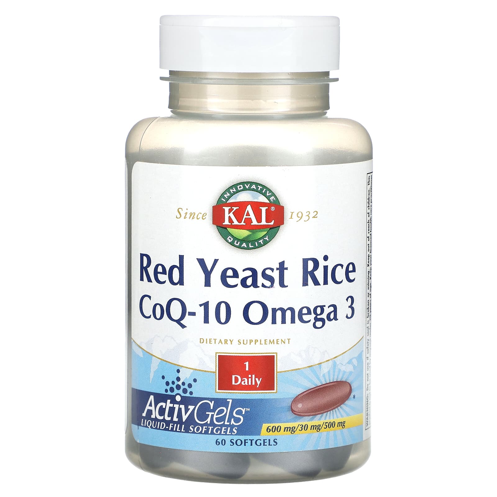 Омега-3 KAL Red Yeast Rice CoQ-10, 60 мягких капсул