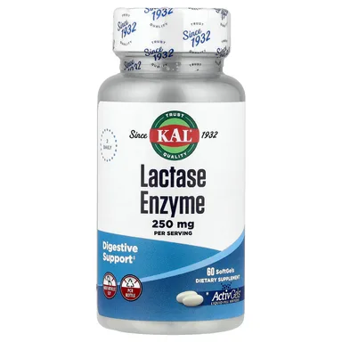 Фото товара: Фермент KAL Lactase, 125 мг, 60 мягких капсул