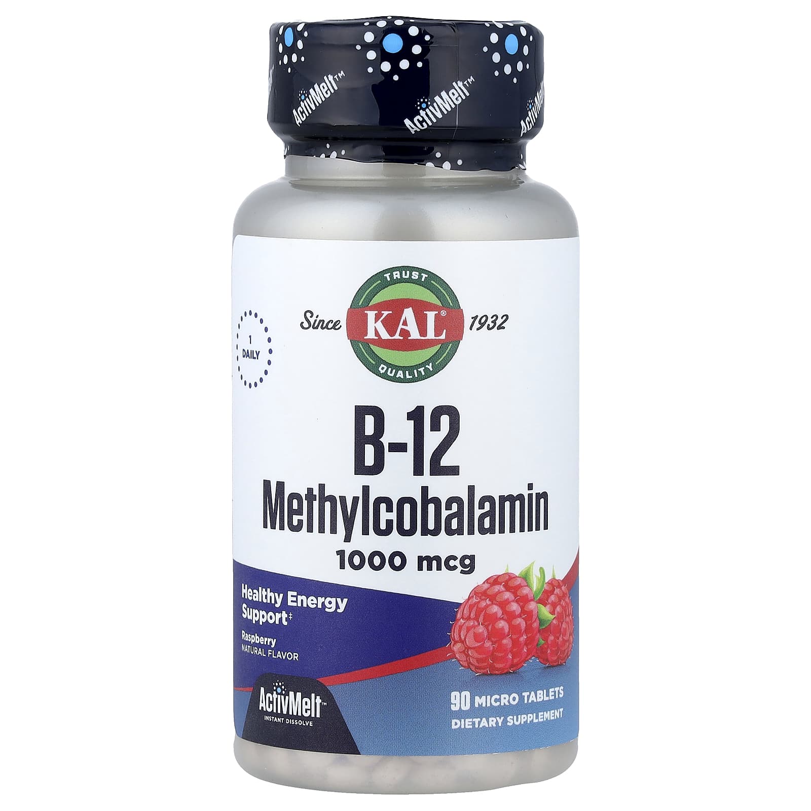 Метил B12 KAL 90 Micro Tablets, вкус Raspberry, 1000 мкг, таблетки