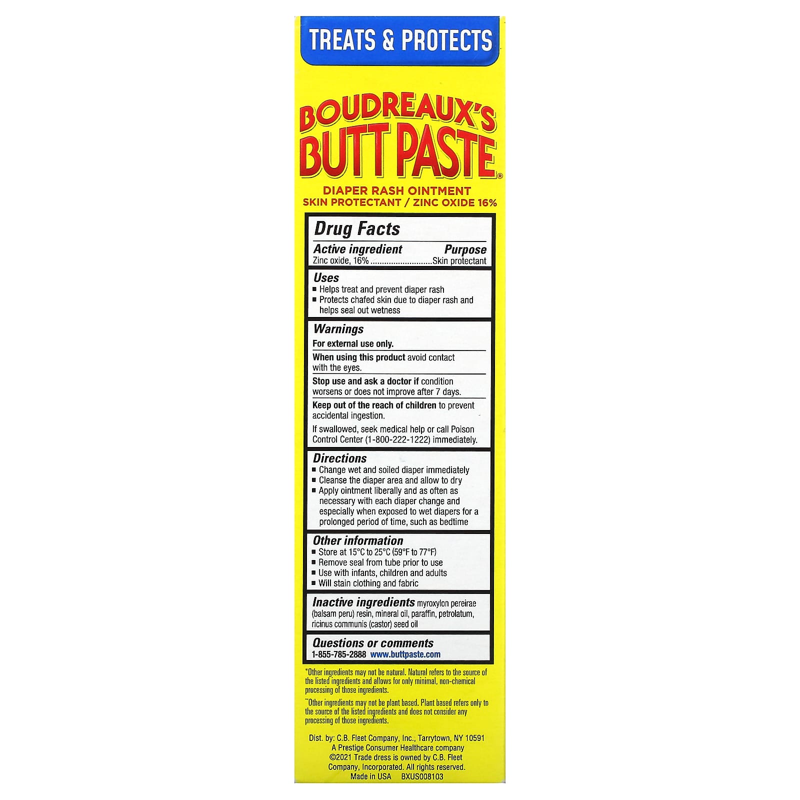 Мазь от опрелостей Boudreaux's Butt Paste, 113 г (4 oz) — фото 3