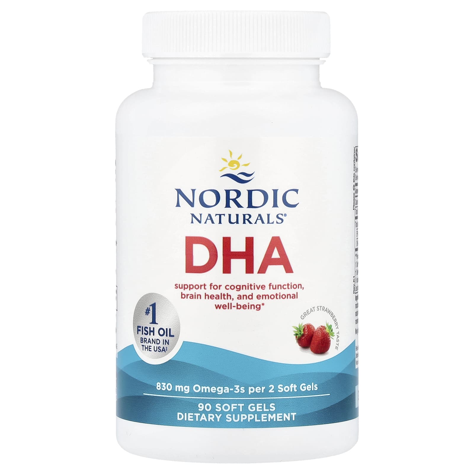 DHA Nordic Naturals, вкус Strawberry, 90 мягких капсул