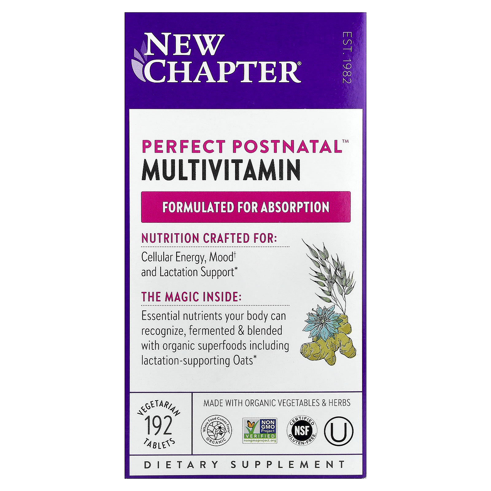 Мультивитамины New Chapter Perfect Postnatal™, 192 растительных таблеток — фото 2