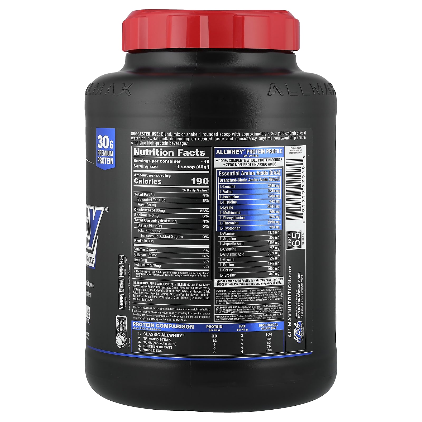 Сывороточный протеин ALLMAX CLASSIC ALLWHEY® 100% Source, вкус Strawberry, 2.27 кг — фото 2