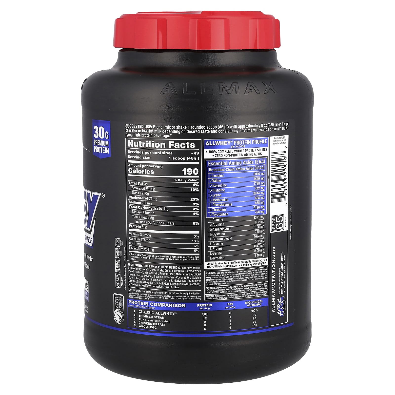 Арахисовая паста ALLMAX CLASSIC ALLWHEY® 100% Whey Protein Source, вкус Chocolate Peanut Butter, 2.27 кг — фото 2