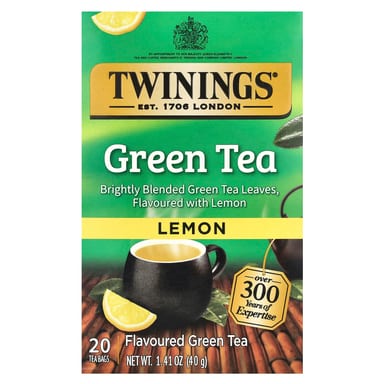 Зеленый чай Twinings Flavored 20 Tea Bags, вкус Lemon, 40 г, чайные пакетики